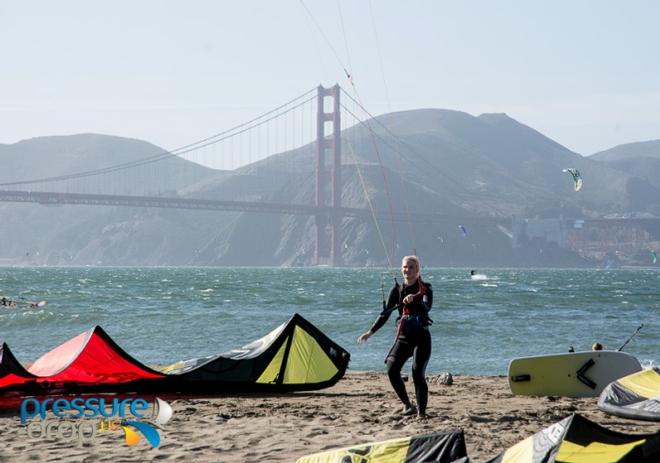 Race from Golden Gate Bridge downhill to the SF/ Oakland Bay Bridge - 2015 Ronstan Bridge © pressure-drop.us